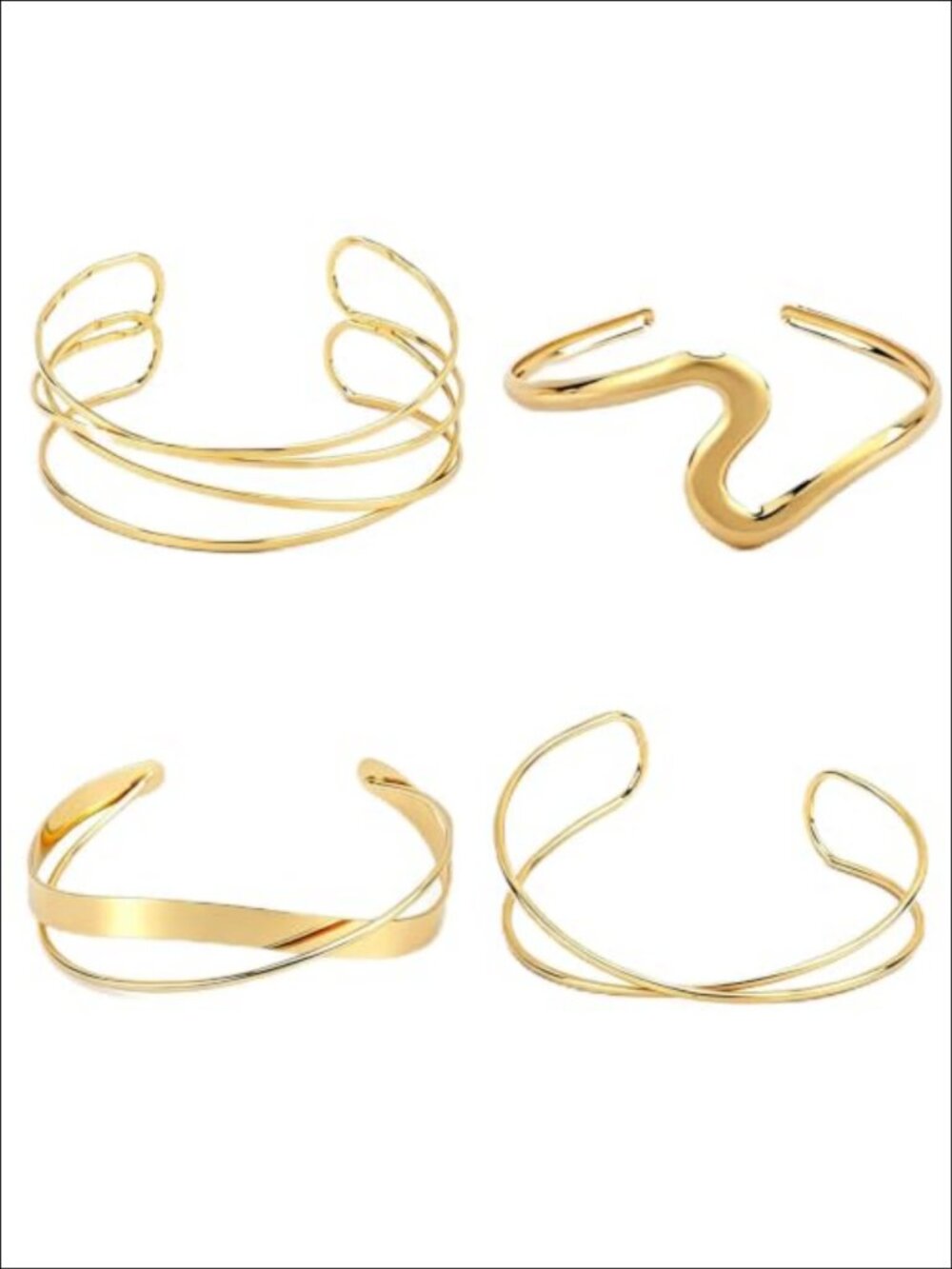 Adjustable Metal Cuff Bracelet Set Open Cuff Bangles Stackable Arm Jewelry